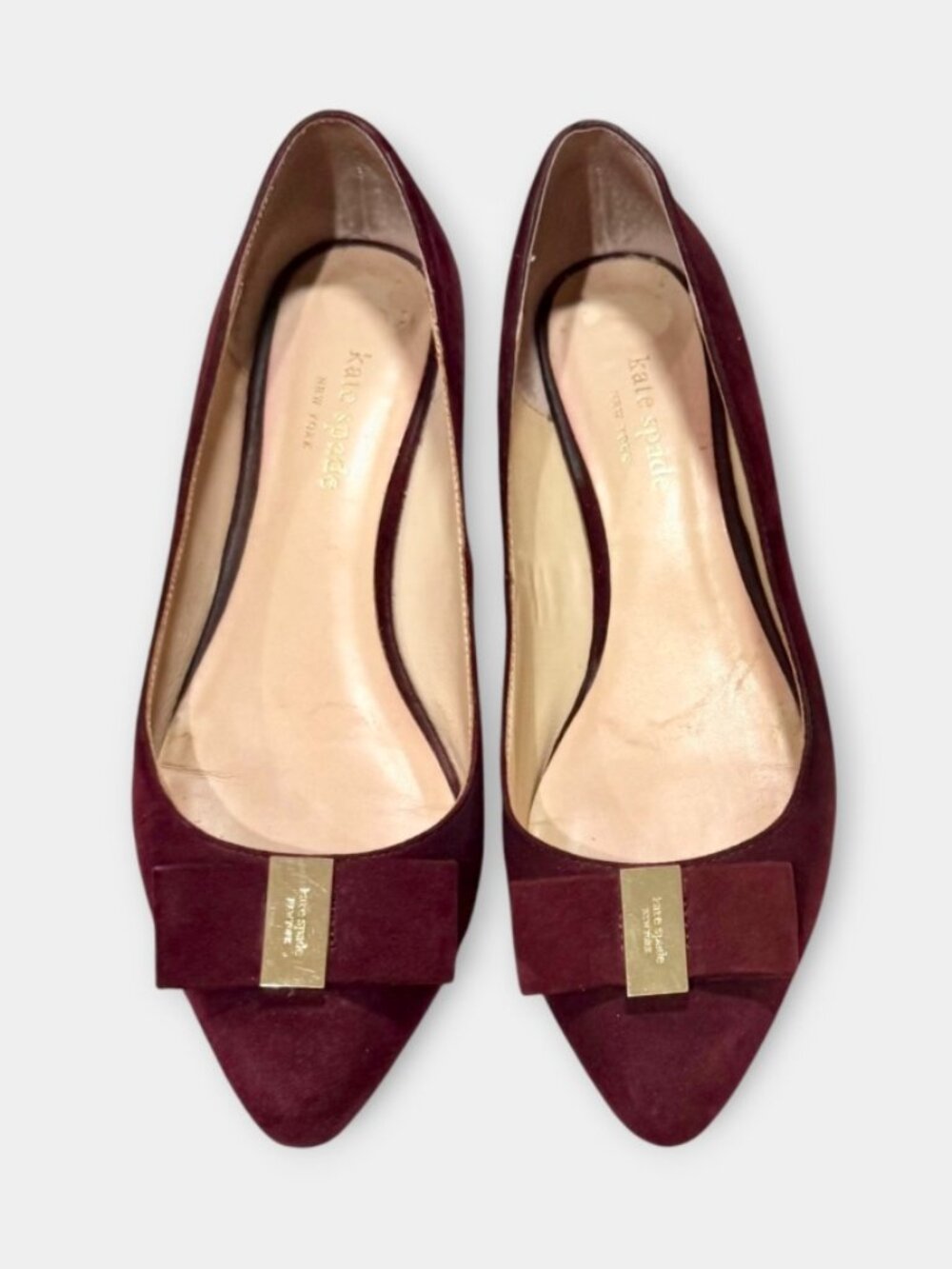 Kate Spade New York Norah Merlot Burgundy Suede Flats Size 8.